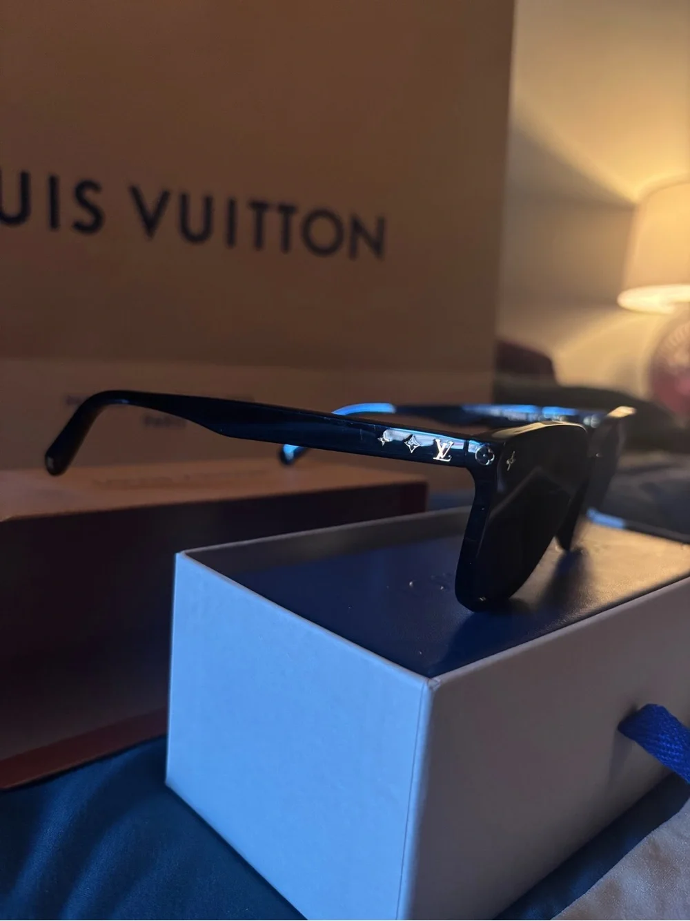 Louis Vuitton Black Sunglasses with Gold Fleur Accent